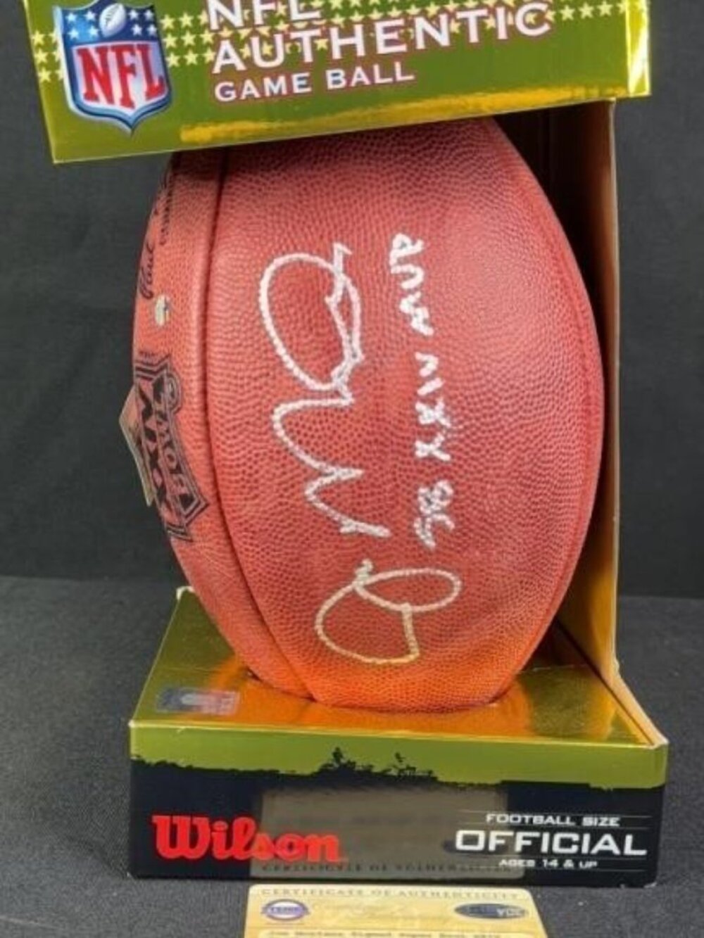 Joe Montana Signed Super Bowl XXIV Logo Football Inscribed "SB XIX MVP"  Steiner